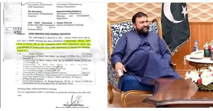 Approval of Road Projects from Mari Top to Baker and Sui to Kashmor on the Instructions of the Chief Minister of Balochistan
